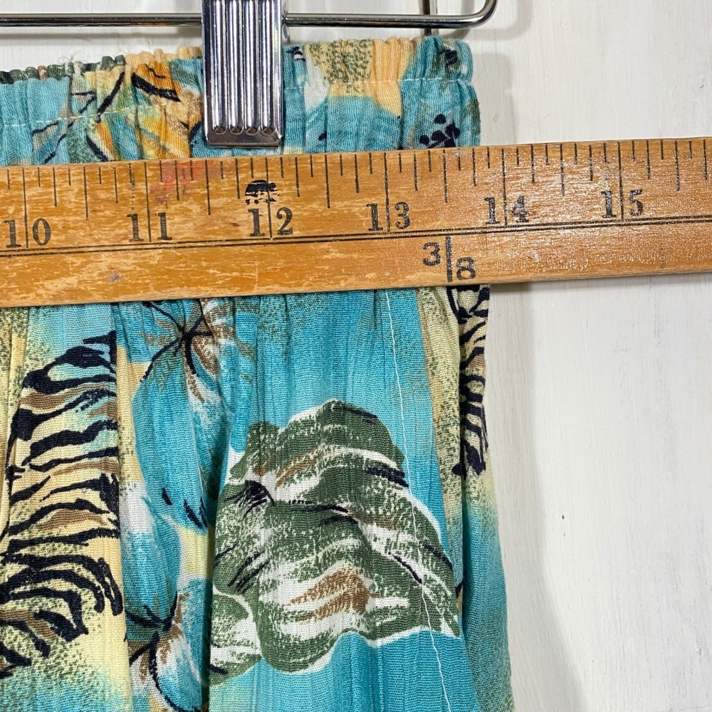 Koret Vintage Tropical Palazzo Pants Wide Leg Culottes Turquoise Size 12 Flowy - Picture 6 of 7